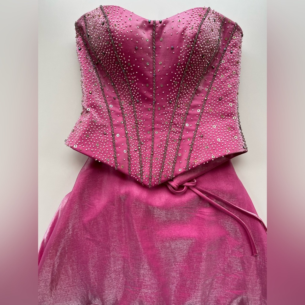 Alyce Designs Two Piece Strapless Corset Formal Prom Dress Barbie Pink